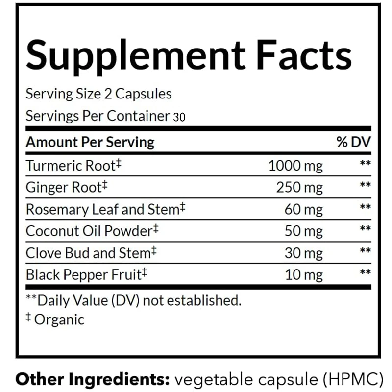 Organic Black Pepper, Turmeric - Turmeric Curcumin Capsule recension och pris